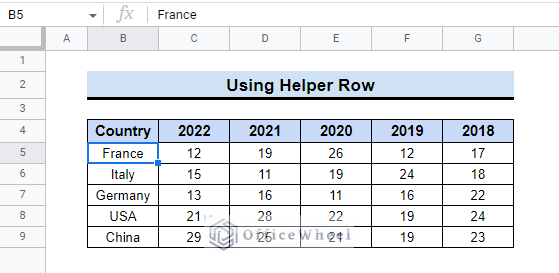 Using Helper Row to combine vlookup and hlookup google sheets